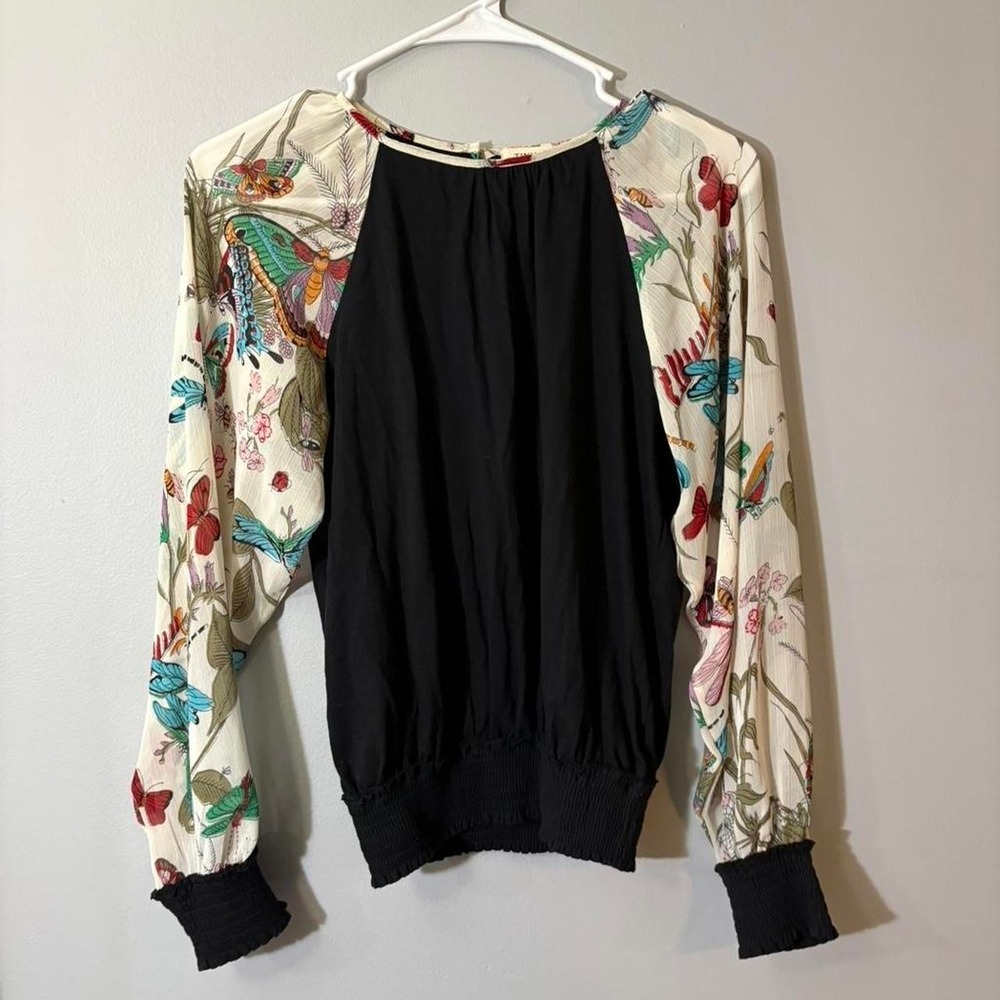 tiny black black and multicolored boho blouse